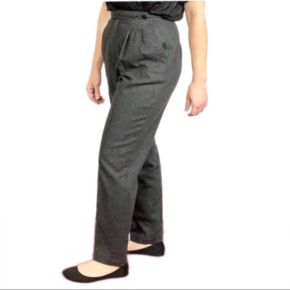 Vintage Pants - Vintage 80s Wool High Waist Minimal Modern Trouser